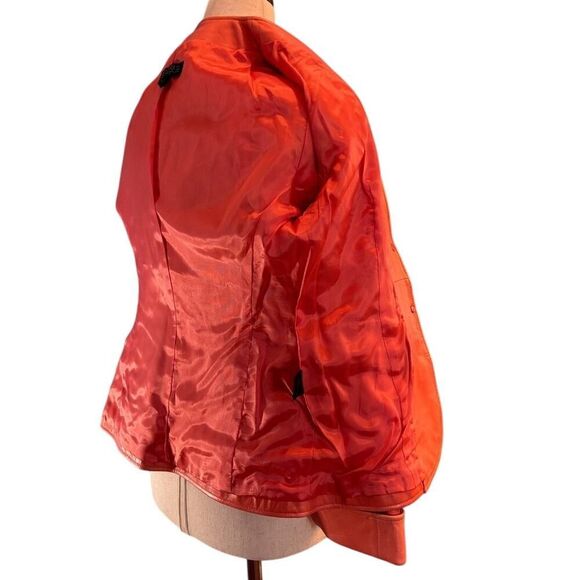 Lafayette 148 Leather Jacket Blazer Coral Fully Lined Butter Soft 2 Petite - Picture 9 of 14